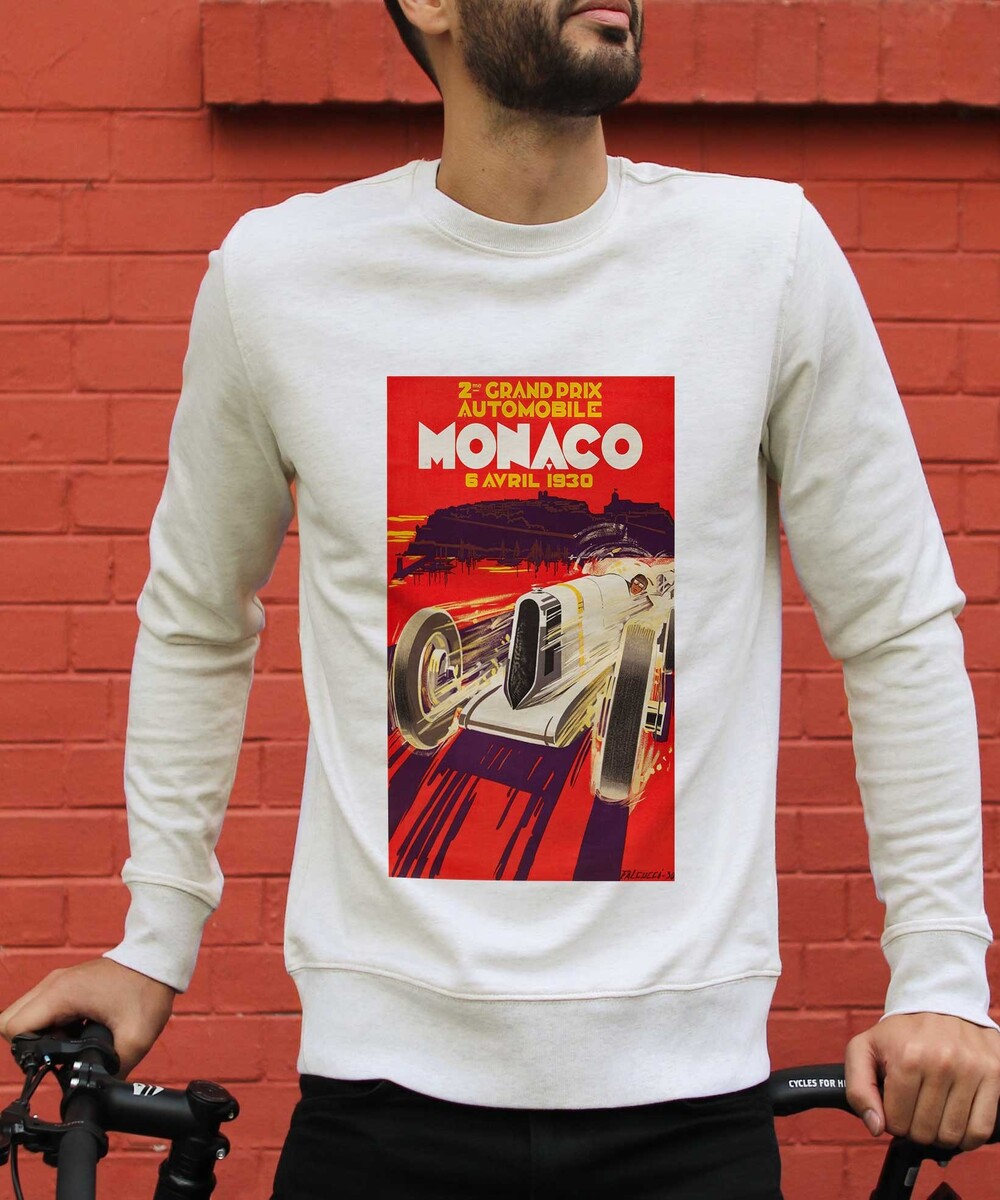 Sweat pour Homme Monaco GP 1930 de couleur Beige chiné