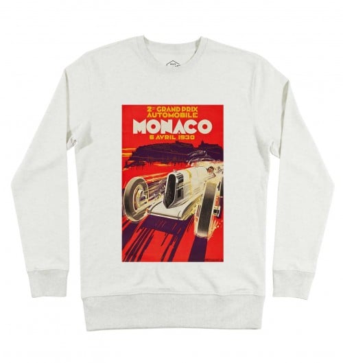 Sweat pour Homme Monaco GP 1930 de couleur Beige chiné