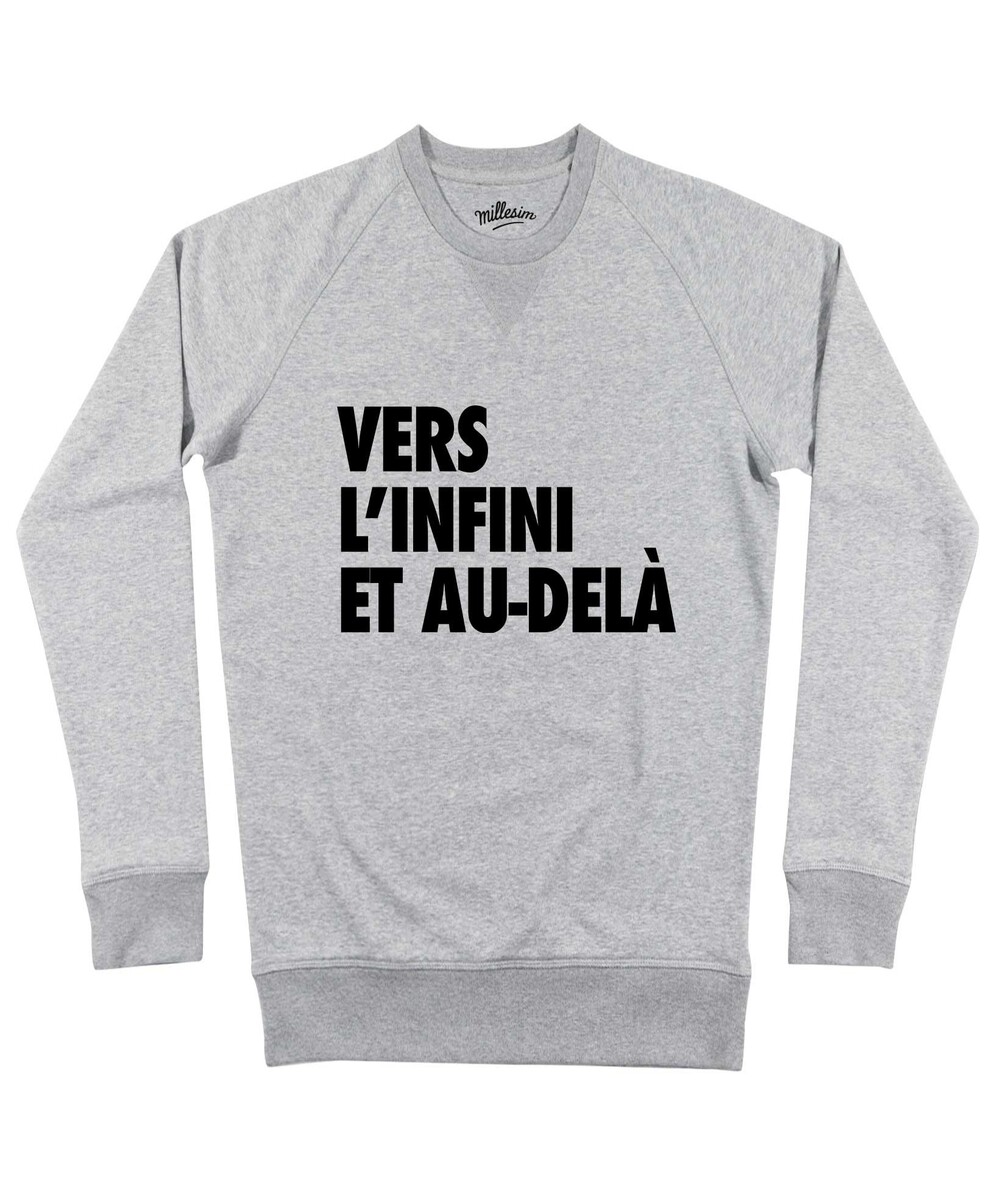 Sweat pour Homme Vers L'infini et Au-delà de couleur Gris chiné