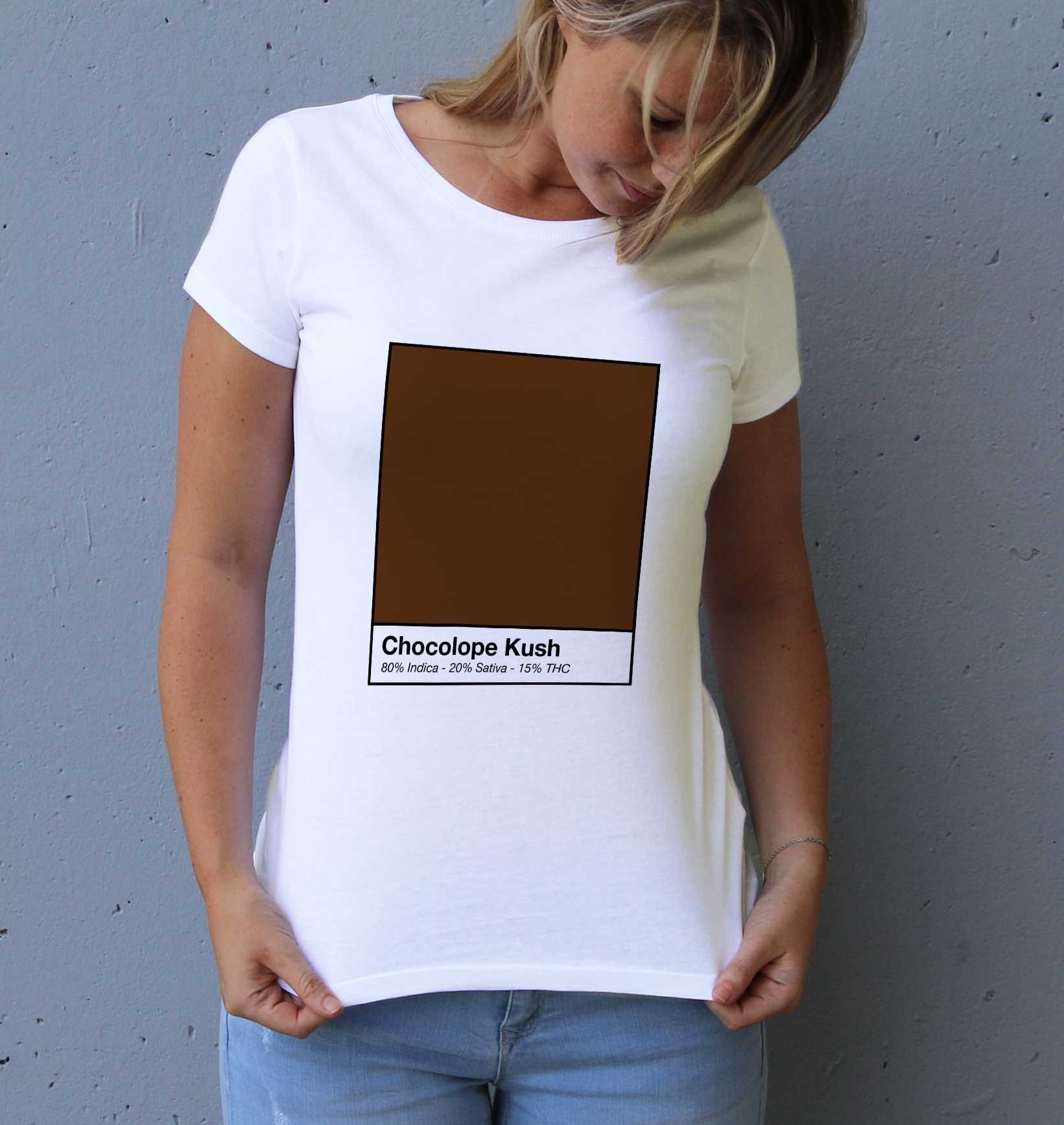 T-shirt Femme Chocolope Kush de couleur Blanc