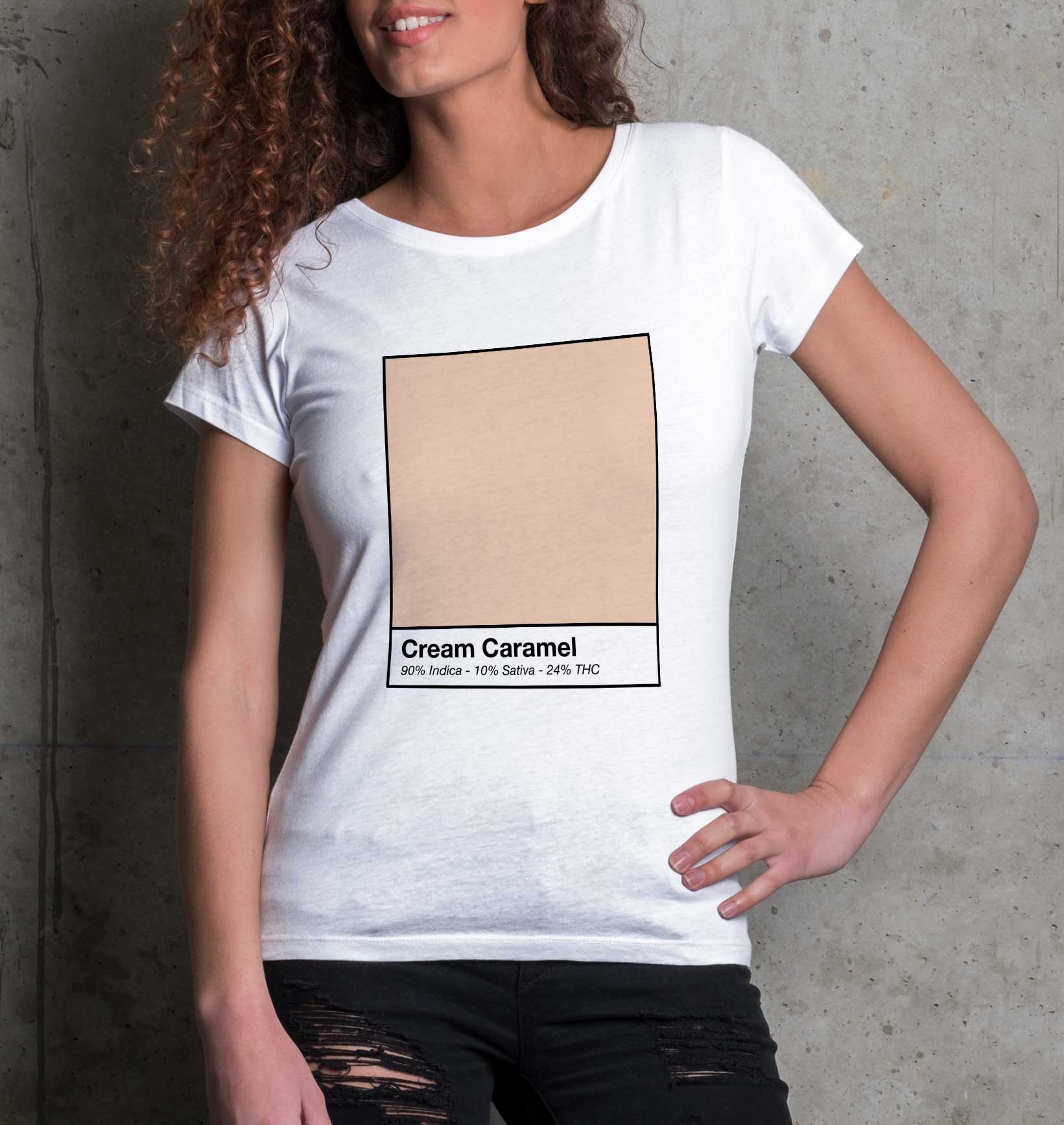 T-shirt Femme Cream Caramel de couleur Blanc