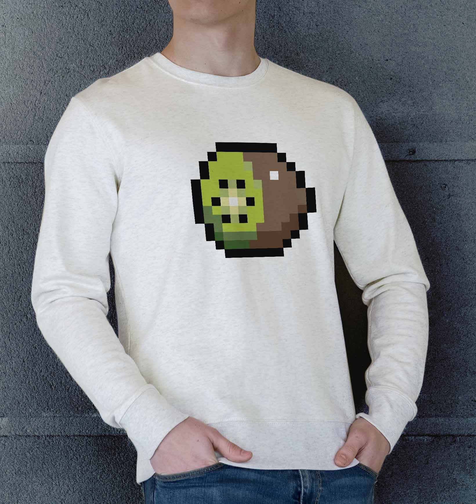 Sweat Kiwi Pixel de couleur Gris chiné