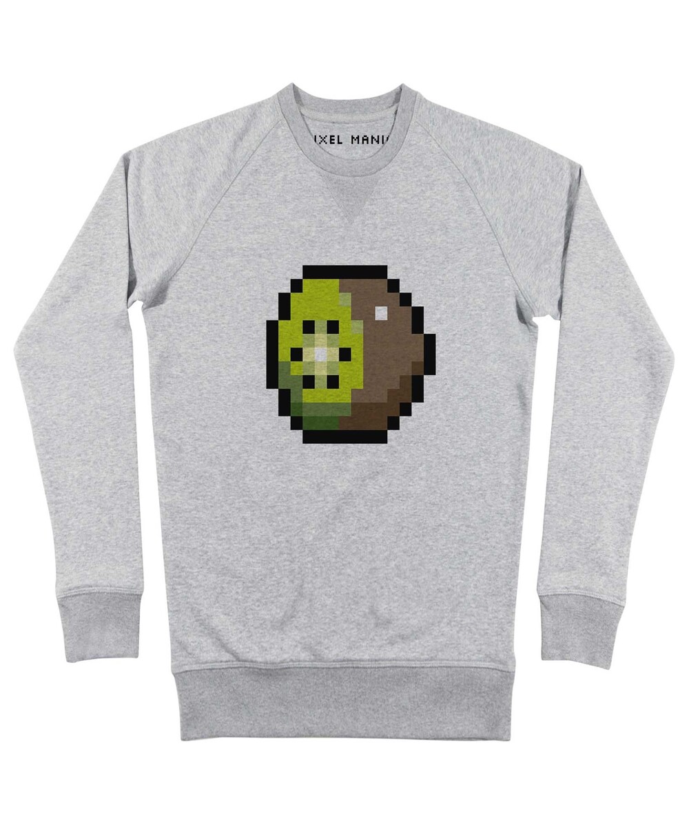 Sweat pour Homme Kiwi Pixel de couleur Gris chiné