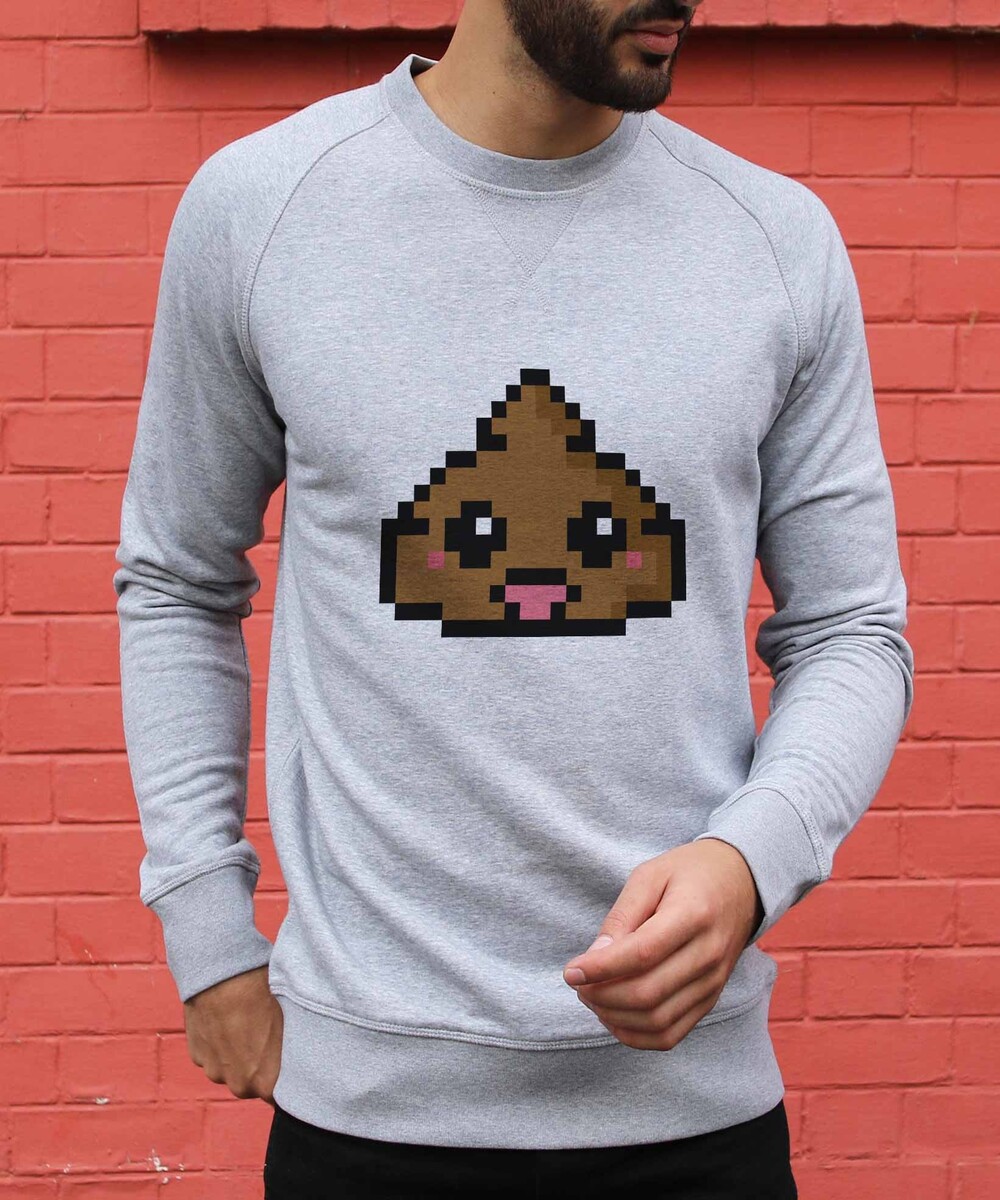 Sweatshirt pour Homme Pixel Poop de couleur Gris chiné