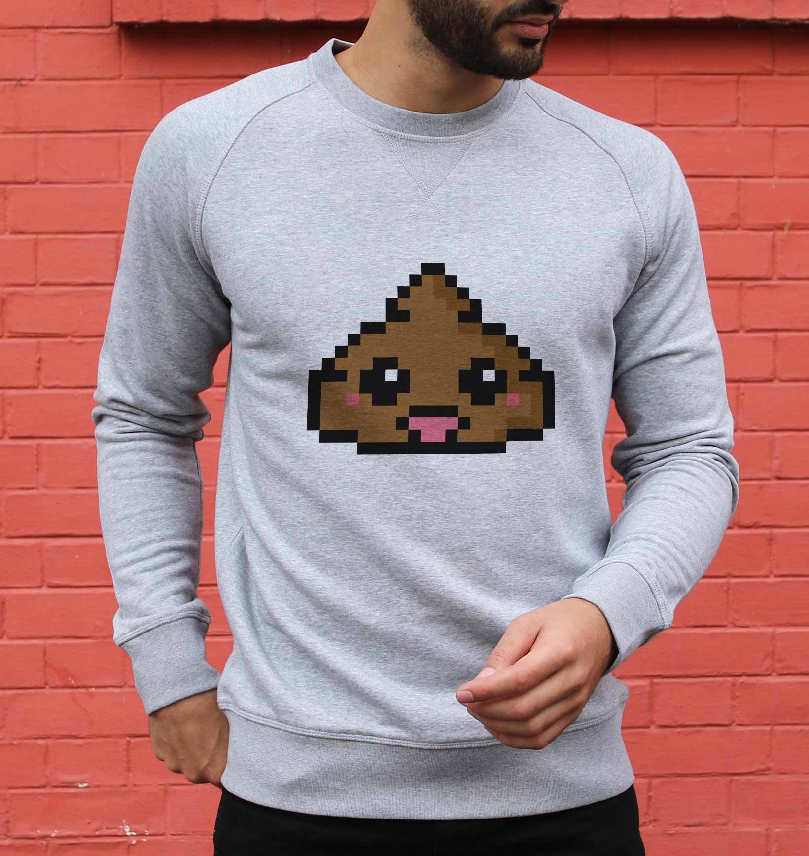Sweatshirt Pixel Poop de couleur Gris chiné