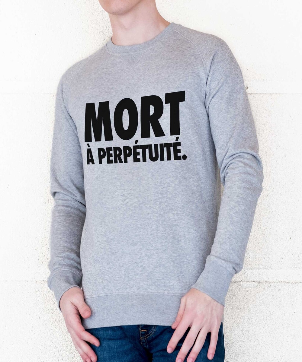 Sweat pour Homme Mort À Perpétuité de couleur Gris chiné