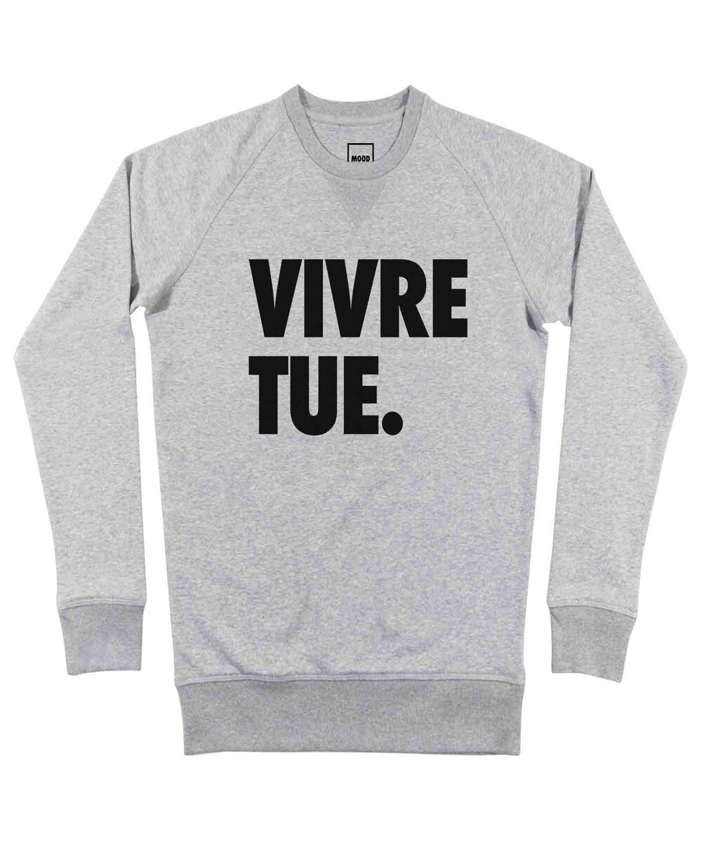 Sweat pour Homme Vivre Tue de couleur Gris chiné