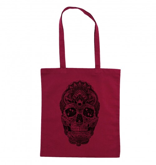 Tote Bag Cosmic Skull de couleur Cranberry