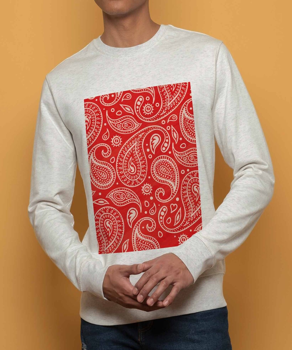 Sweat pour Homme Bandana Rouge de couleur Beige chiné