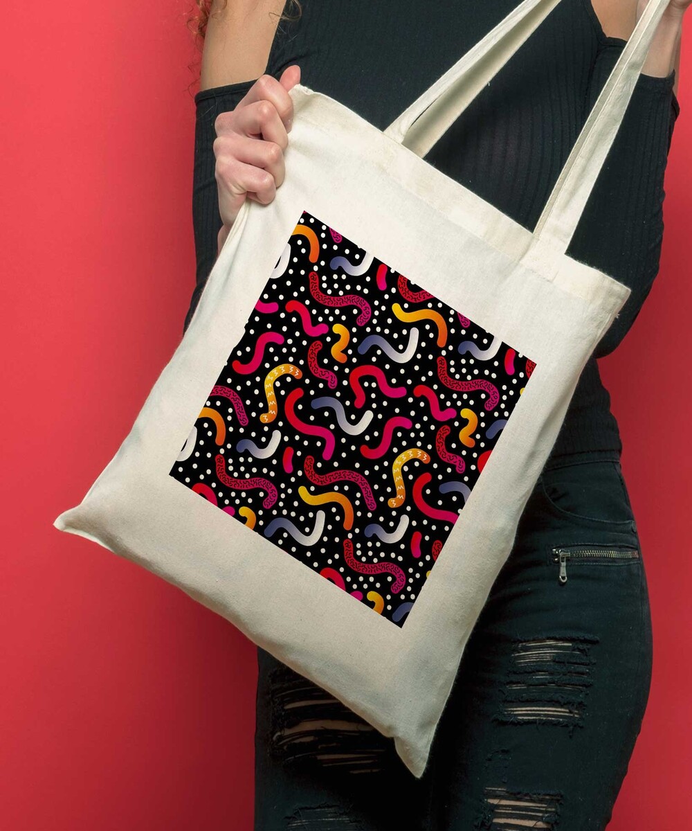 Tote Bag Motifs Serpentin de couleur Crème
