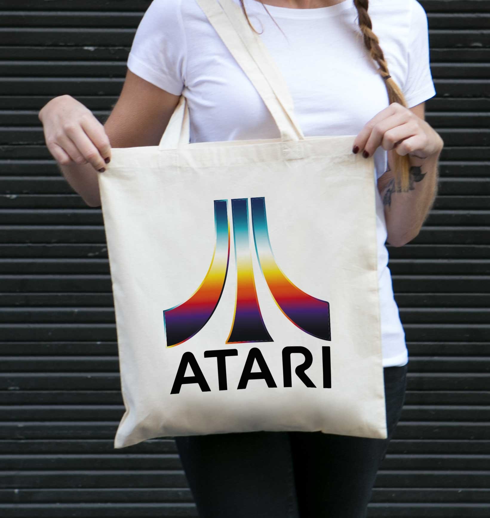 Tote Bag Logo Atari Vintage de couleur Écru