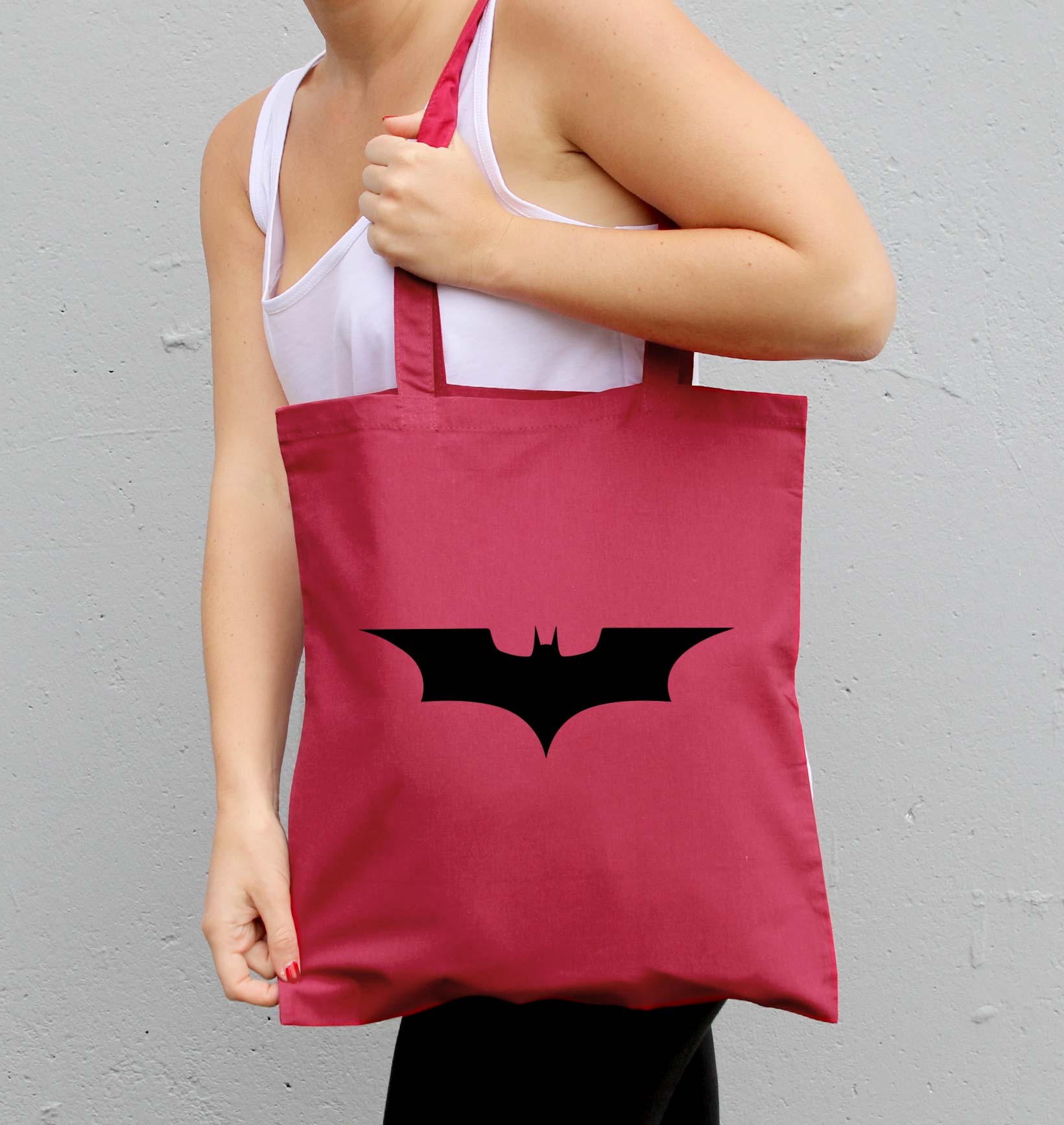 Tote Bag Logo Batman de couleur Rouge cranberry