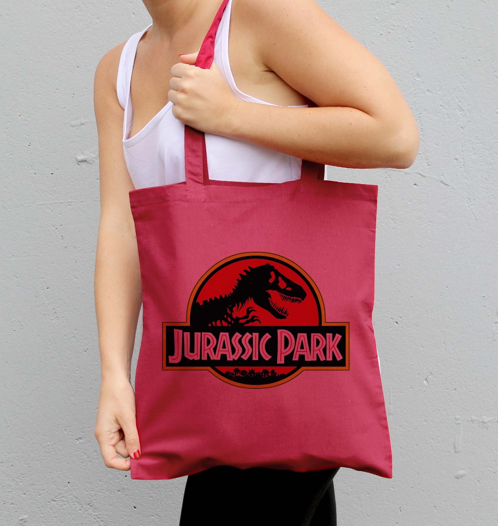 Tote Bag Jurassic Park de couleur Écru