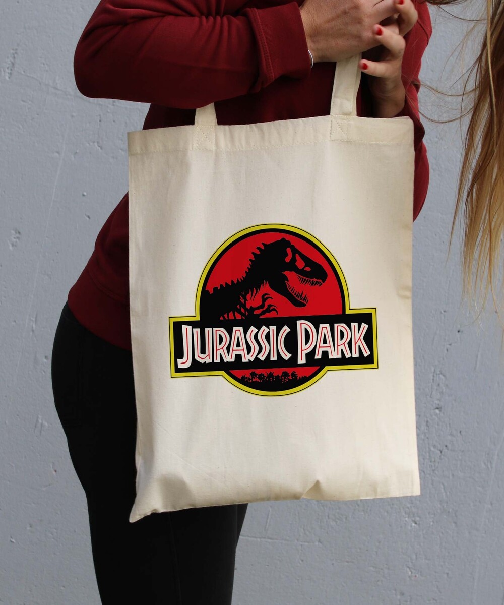 Tote Bag Jurassic Park de couleur Crème
