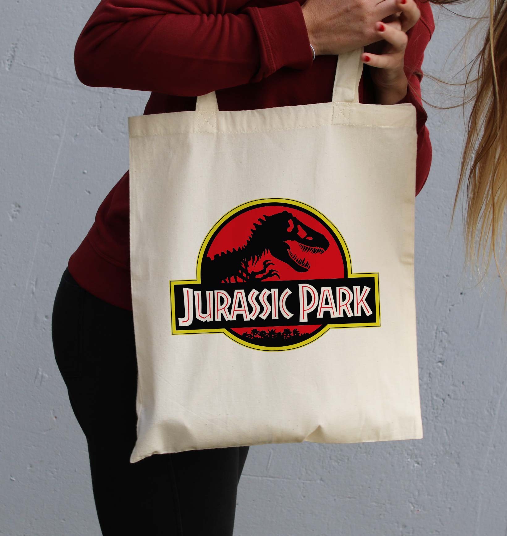 Tote Bag Jurassic Park de couleur Écru