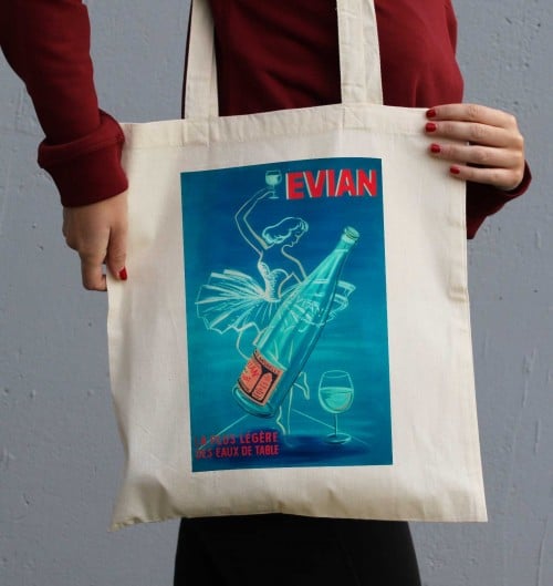 Tote Bag Evian de couleur Écru