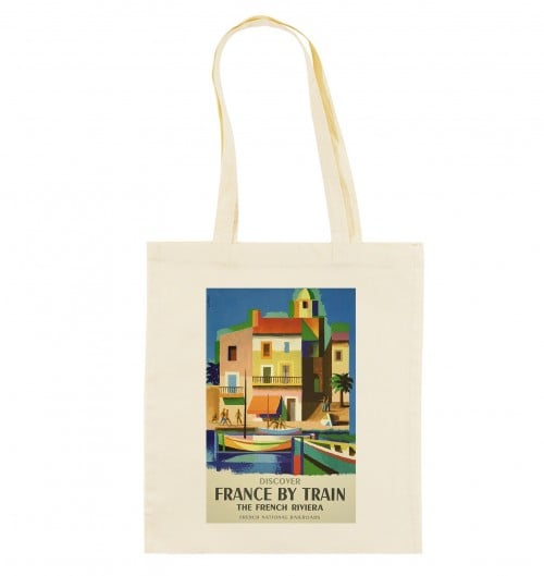 Tote Bag France By Train de couleur Crème