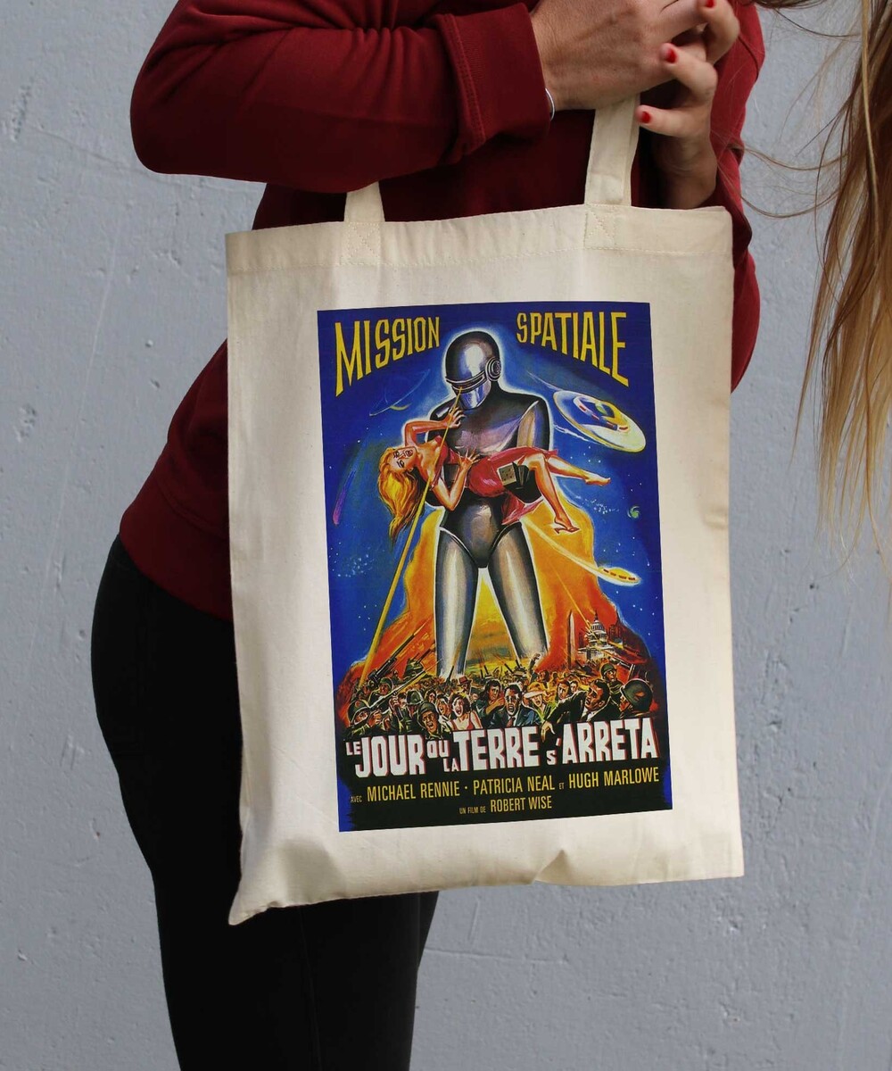 Tote Bag Le Jour Ou La Terre S'arrêta de couleur Crème