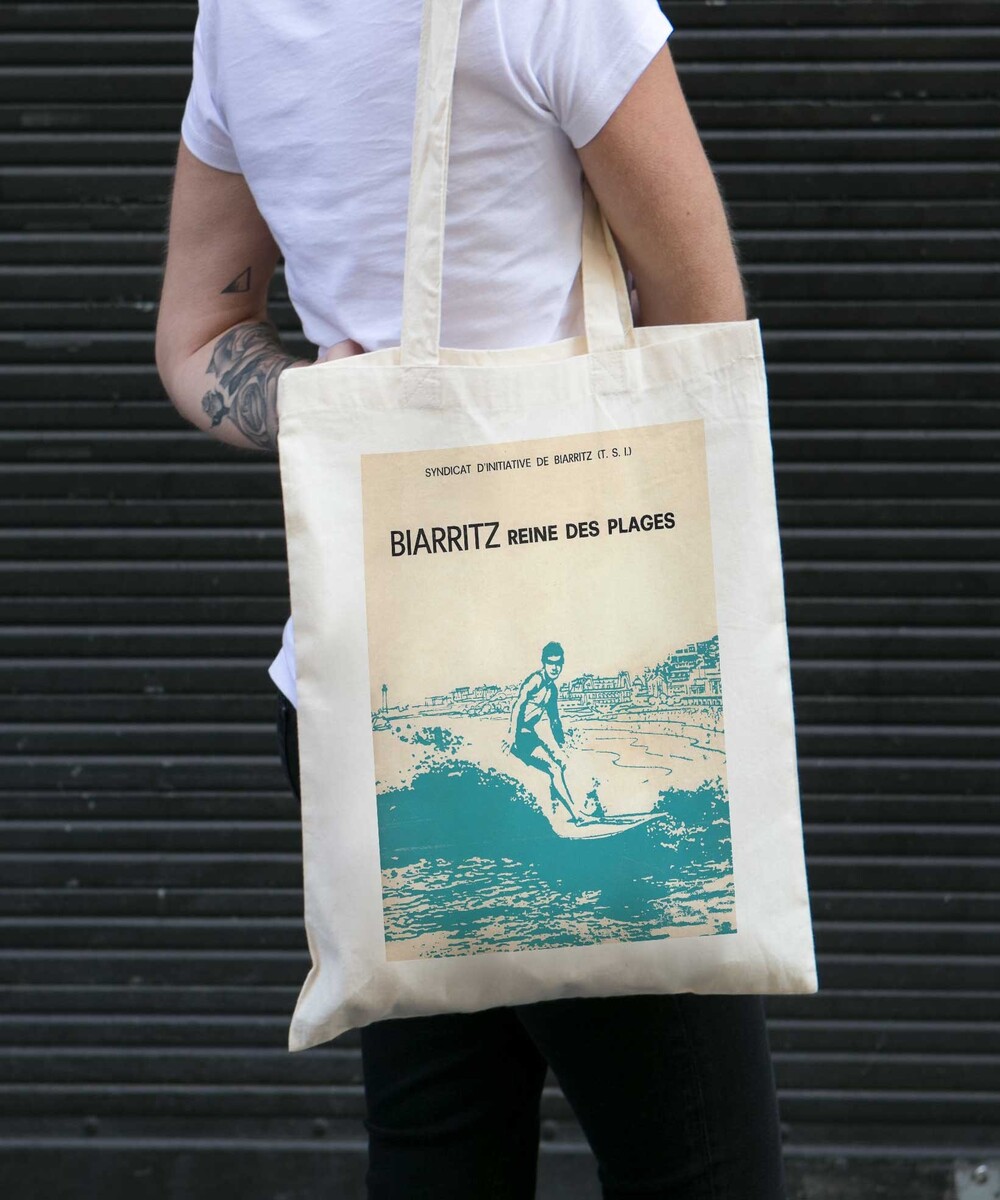 Tote Bag Biarritz Reine Des Plages de couleur Écru
