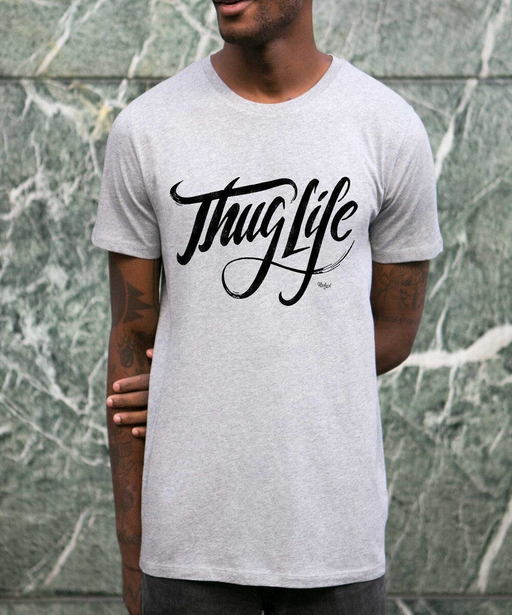 T-shirt pour Homme Thug Life de couleur Blanc