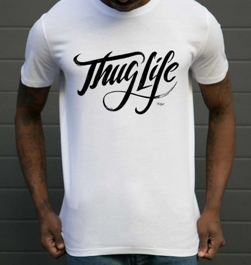 T-shirt pour Homme Thug Life de couleur Blanc