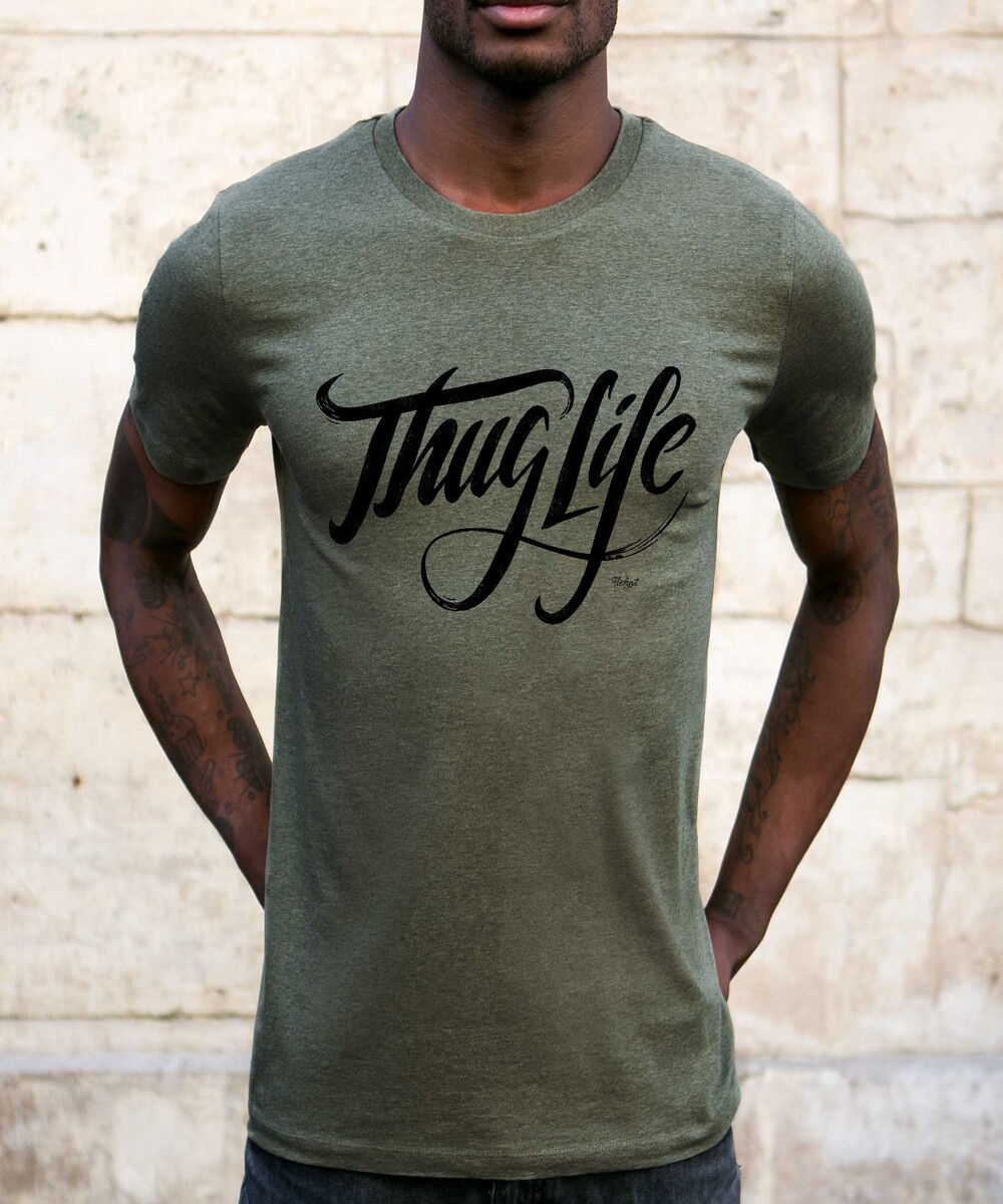 T-shirt pour Homme Thug Life de couleur Blanc