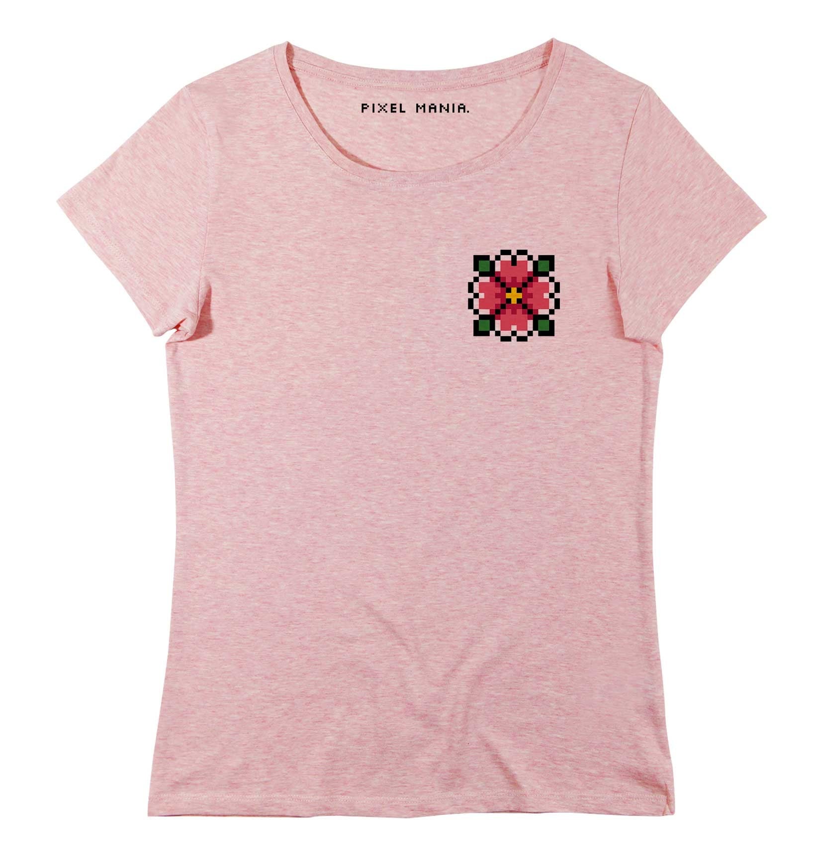 T-shirt Femme avec un Femme Pixel Fleur Grafitee