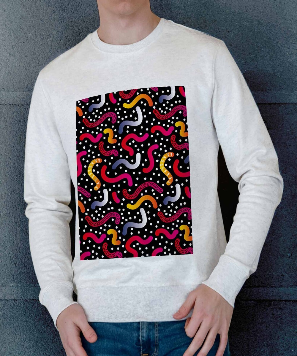 Sweat pour Homme Motifs Serpentin de couleur Beige chiné