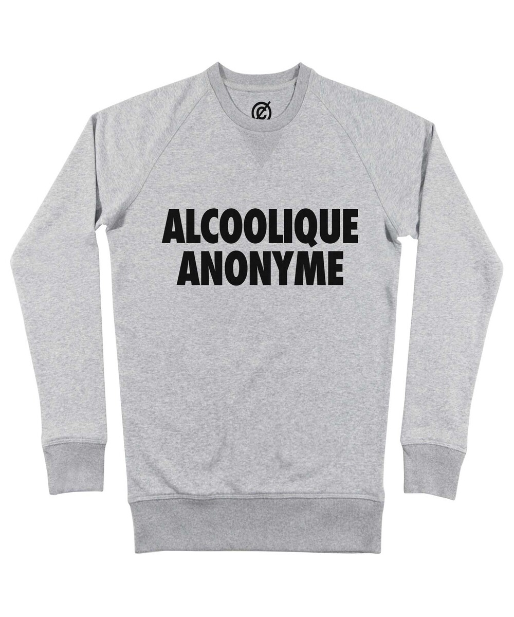 Sweat pour Homme Alcoolique Anonyme de couleur Gris chiné