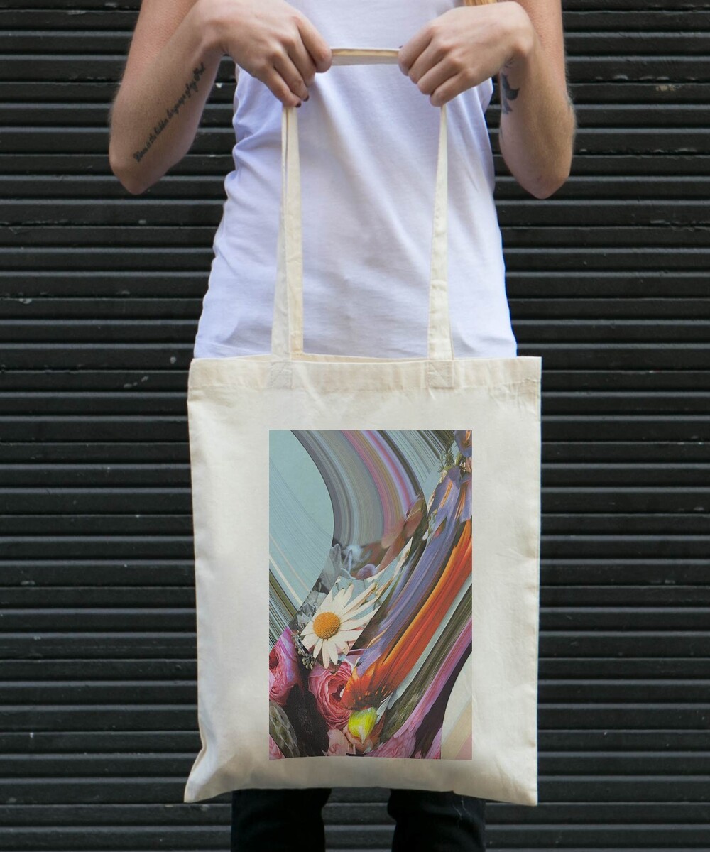 Tote Bag Flora de couleur Écru