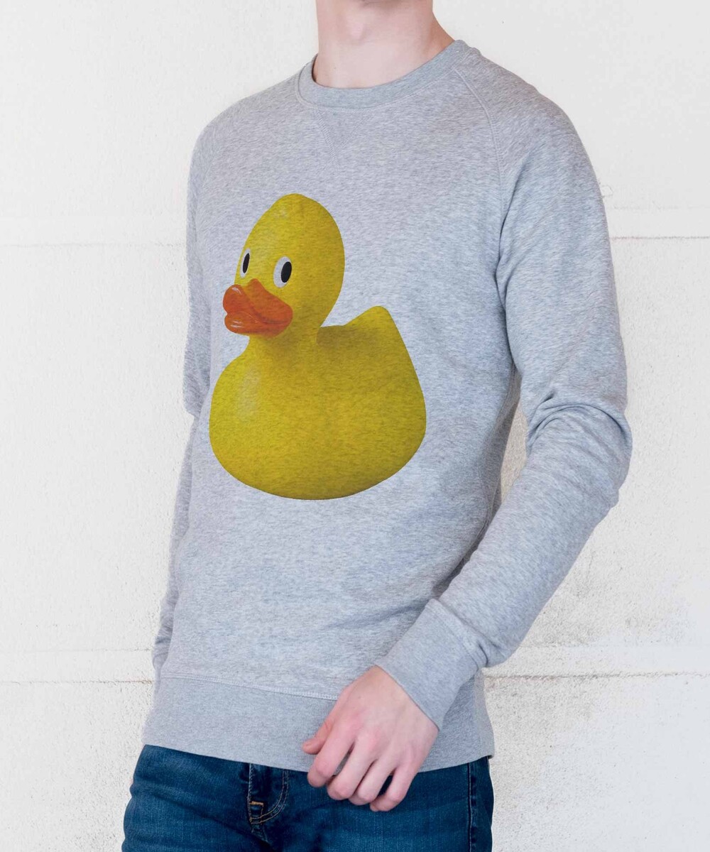 Sweat pour Homme Canard Jaune de couleur Gris chiné