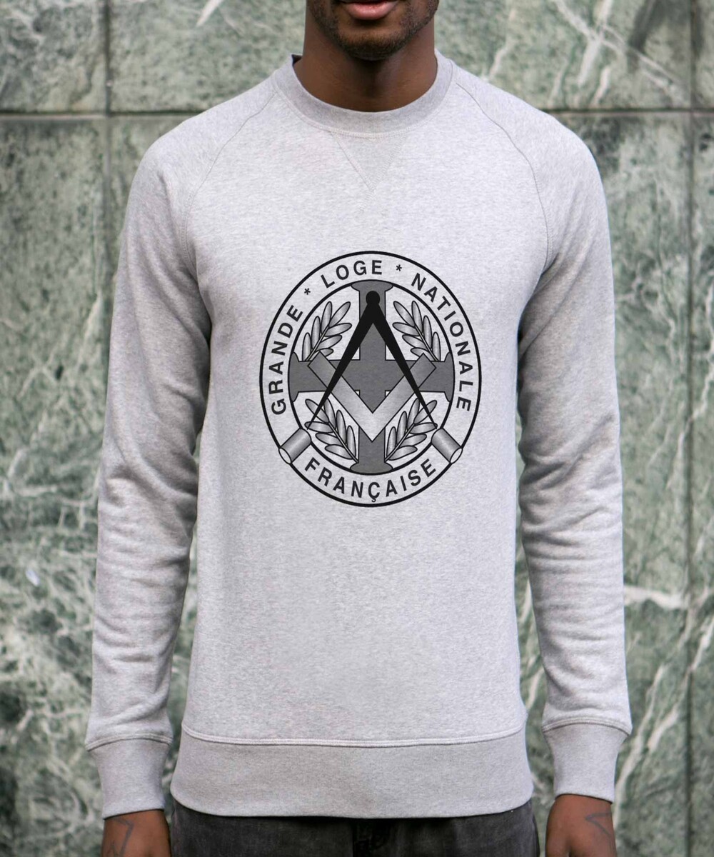 Sweat pour Homme Logo Grande Loge de couleur Gris chiné