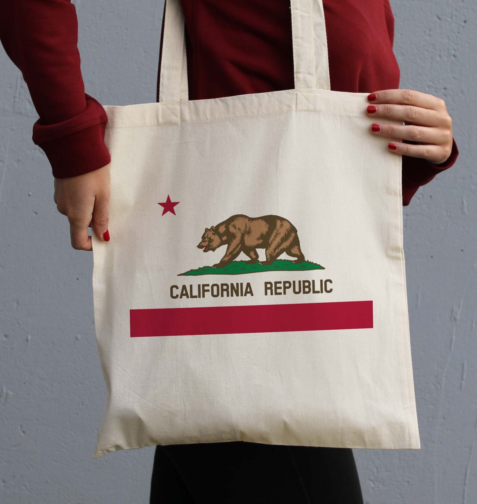 Tote Bag California Republic de couleur Écru