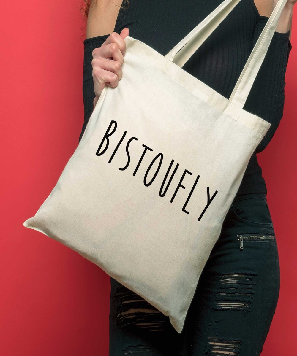 Tote Bag Bistoufly de couleur Crème
