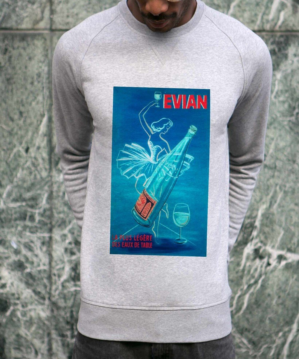 Sweat pour Homme Evian de couleur Gris chiné