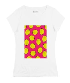 T-shirt pour Femme Femme Citrons de couleur Blanc