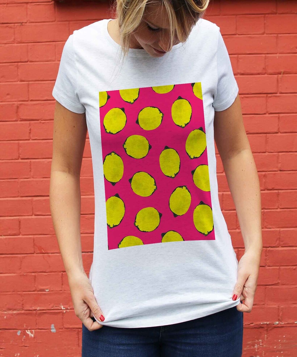 T-shirt pour Femme Femme Citrons de couleur Blanc