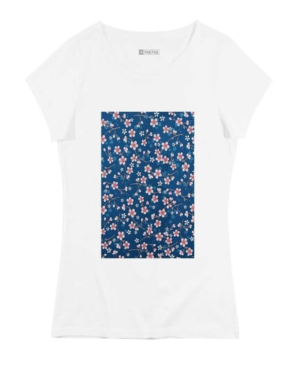 T-shirt Femme avec un Femme Fleurs Cerisier Grafitee