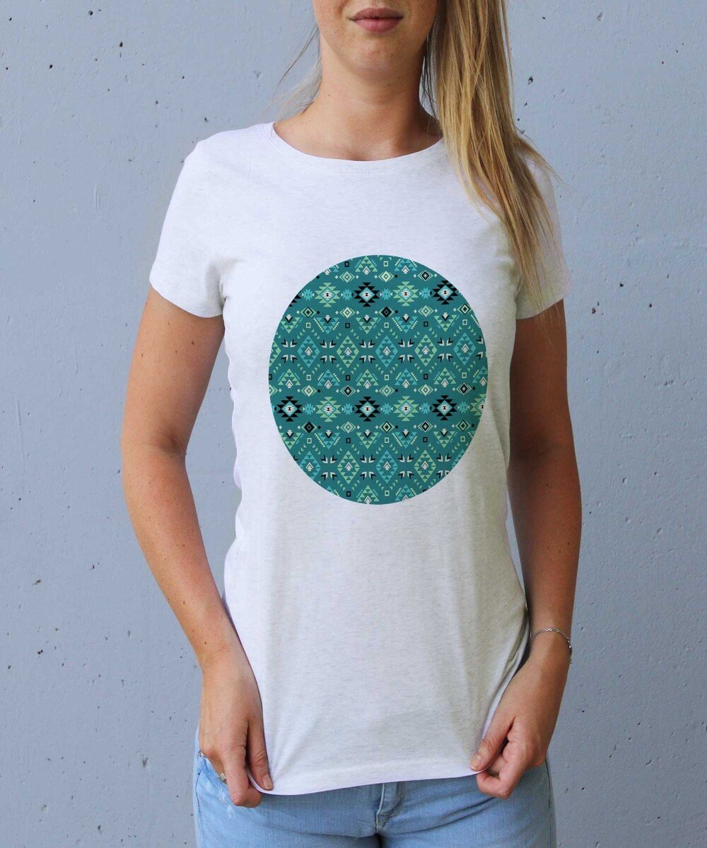 T-shirt pour Femme Femme Motifs Aztèques de couleur Blanc
