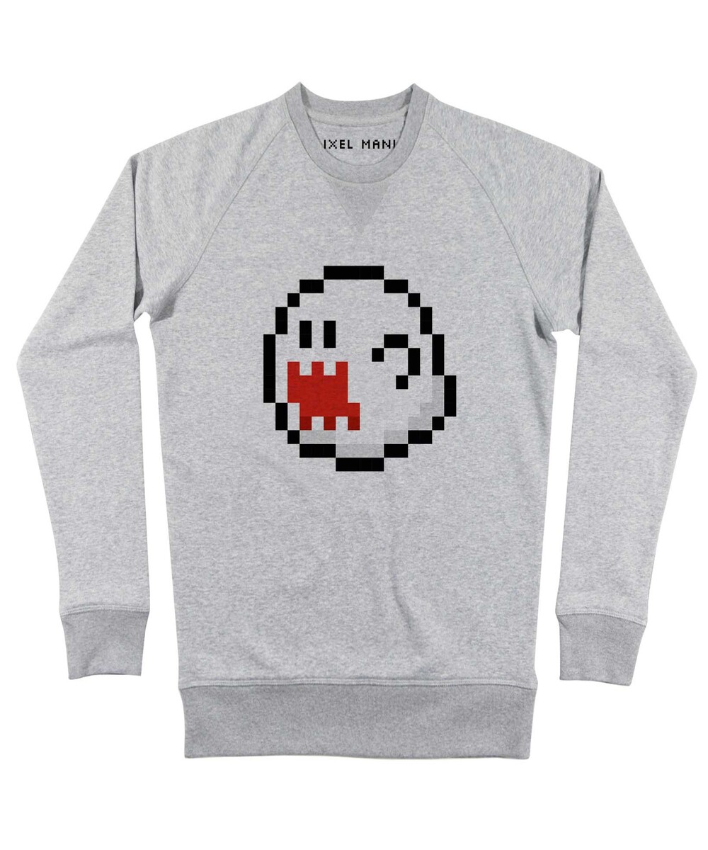 Sweat pour Homme Boo Pixel de couleur Gris chiné