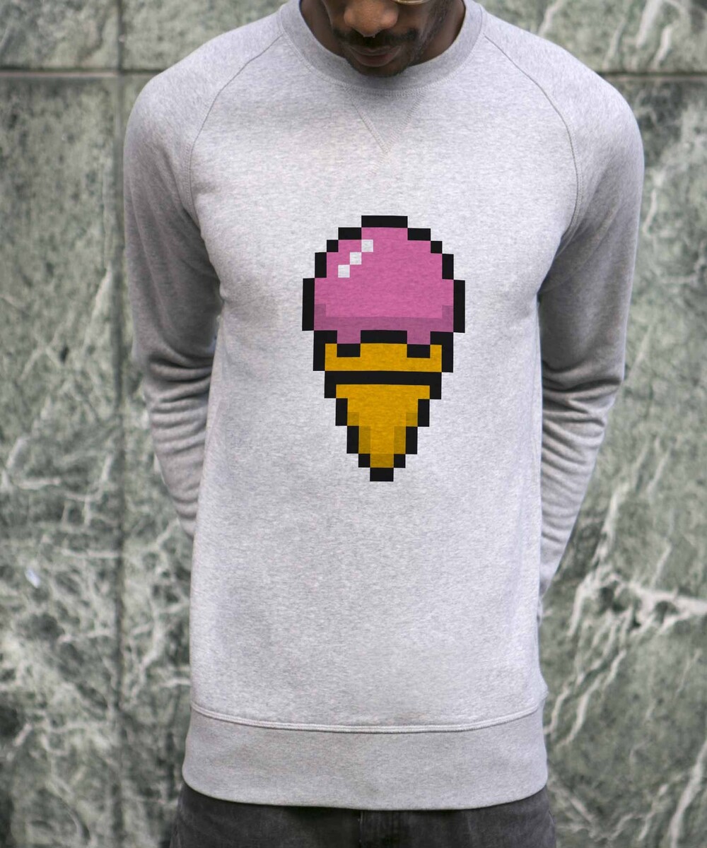 Sweat pour Homme Glace Pixel de couleur Gris chiné