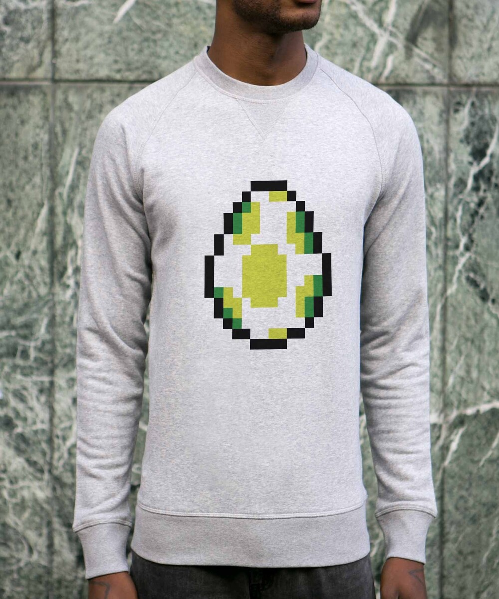Sweat pour Homme Pixel Yoshi de couleur Gris chiné