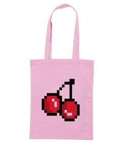 Tote Bag Pixel Cerises de couleur Rose