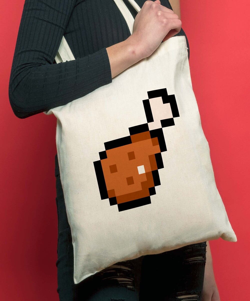 Tote Bag Pixel Chicken de couleur Crème
