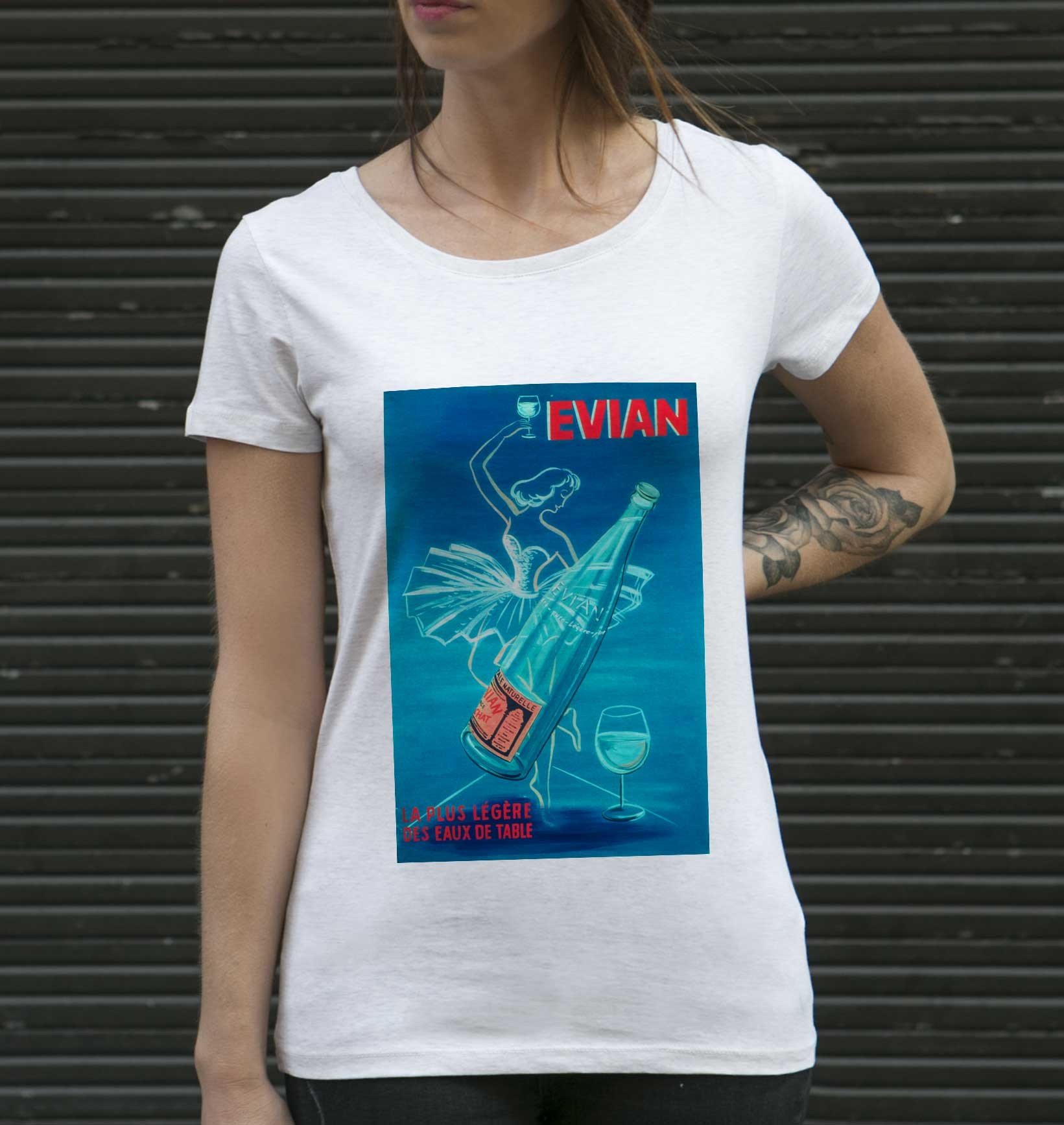T-shirt Femme Evian de couleur Blanc