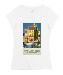 T-shirt pour Femme Femme France By Train de couleur Blanc