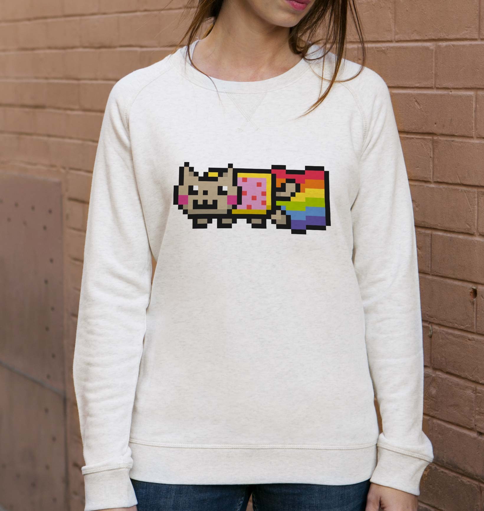 Sweat Nyan Cat de couleur Beige chiné