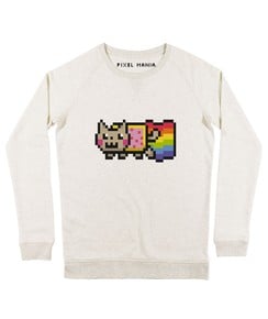 Sweat pour Femme Femme Nyan Cat de couleur Beige chiné