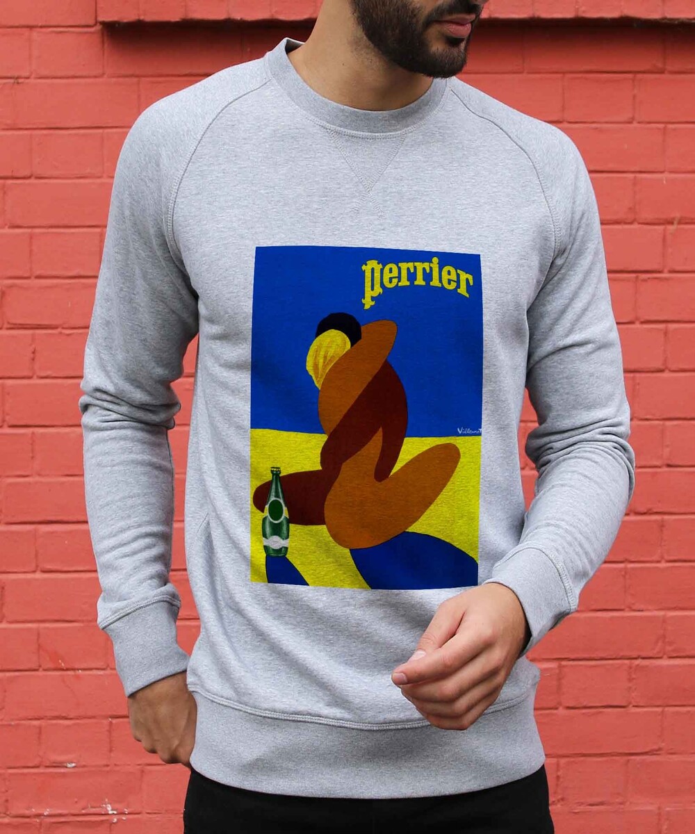 Sweat pour Homme Perrier Villemot de couleur Gris chiné
