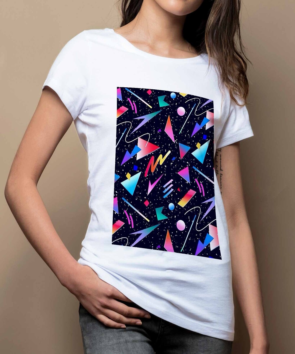 T-shirt pour Femme Femme Motifs 80s de couleur Blanc
